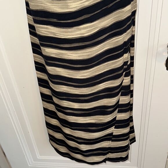 Vtg 90s Jones New York black, cream & gray horizontal striped wrap look skirt - Picture 4 of 8